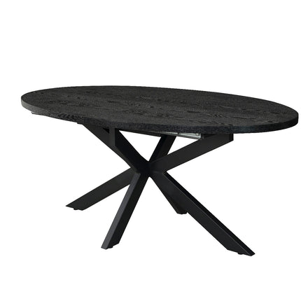 Uitschuifbare eettafel ovaal 180-240cm Liam zwart MDF