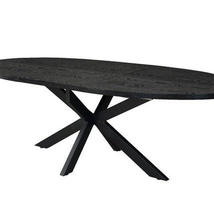 Uitschuifbare eettafel ovaal 180-240cm Liam zwart MDF
