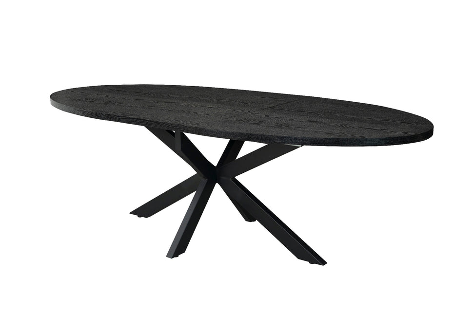 Uitschuifbare eettafel ovaal 180-240cm Liam zwart MDF