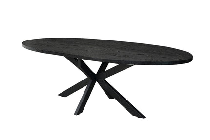 Uitschuifbare eettafel ovaal 180-240cm Liam zwart MDF