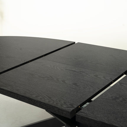 Uitschuifbare eettafel ovaal 180-240cm Liam zwart MDF