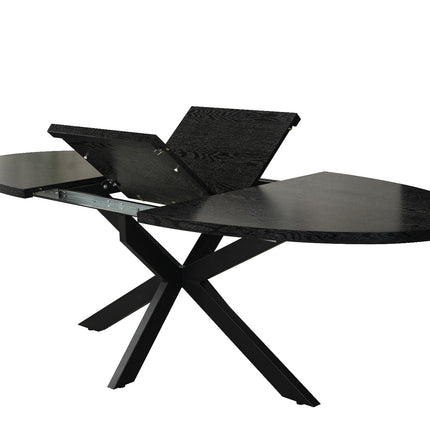 Uitschuifbare eettafel ovaal 180-240cm Liam zwart MDF