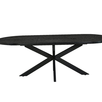 Uitschuifbare eettafel ovaal 160-220cm Liam zwart MDF