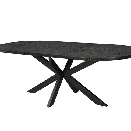 Uitschuifbare eettafel ovaal 160-220cm Liam zwart MDF