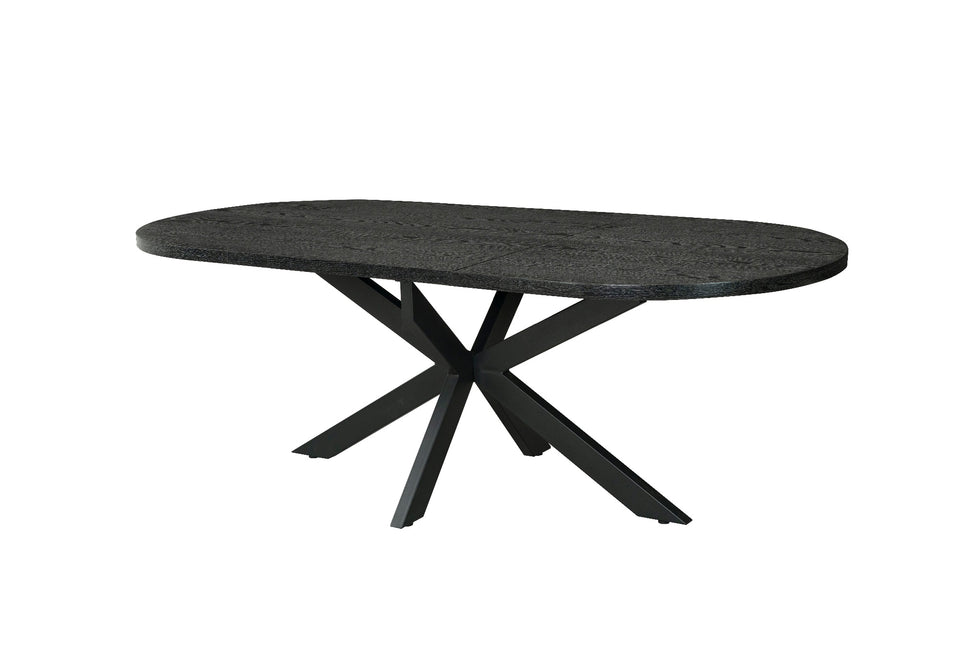 Uitschuifbare eettafel ovaal 160-220cm Liam zwart MDF