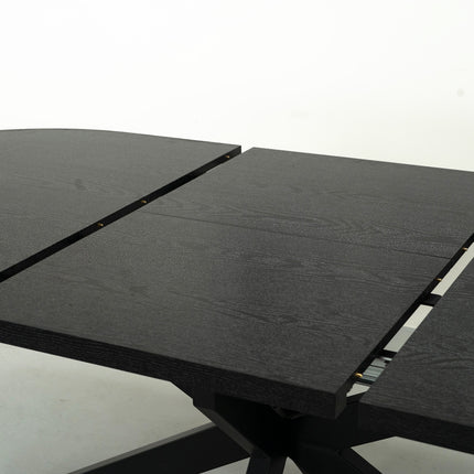 Uitschuifbare eettafel ovaal 160-220cm Liam zwart MDF