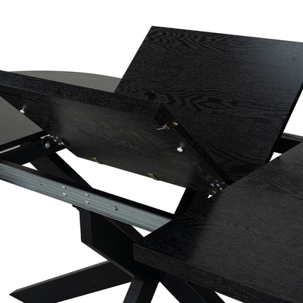 Uitschuifbare eettafel ovaal 160-220cm Liam zwart MDF