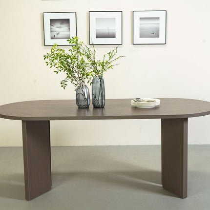 Eettafel Japandi ovaal 200cm walnoot melamine Hano