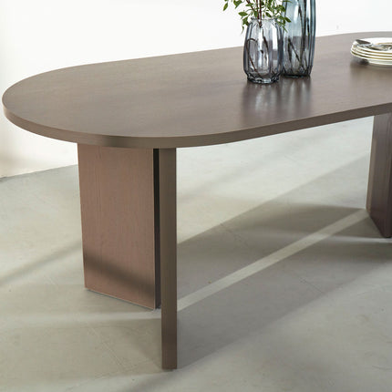 Eettafel Japandi ovaal 200cm walnoot melamine Hano