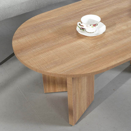 Salontafel Japandi ovaal lichtbruin melamine 120cm Hano
