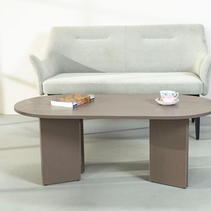 Salontafel Japandi ovaal walnoot melamine 120cm Hano