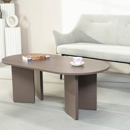 Salontafel Japandi ovaal walnoot melamine 120cm Hano