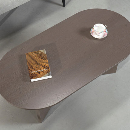 Salontafel Japandi ovaal walnoot melamine 120cm Hano