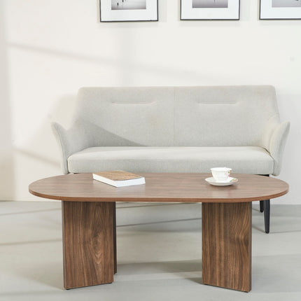 Salontafel Japandi ovaal bruin melamine 120cm Hano