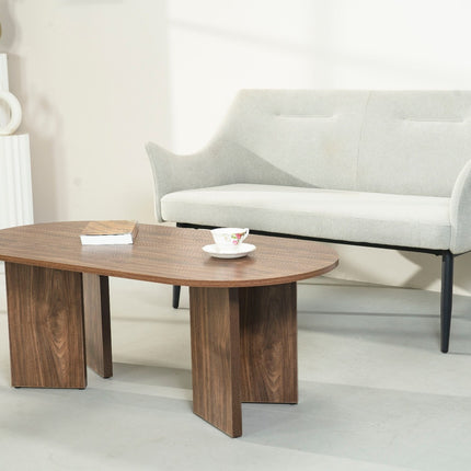 Salontafel Japandi ovaal bruin melamine 120cm Hano