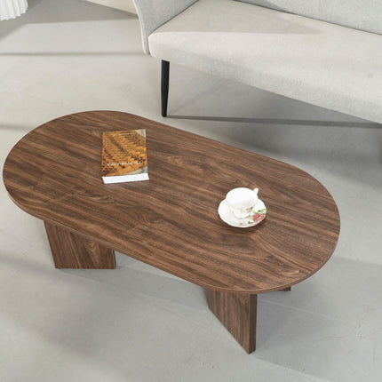 Salontafel Japandi ovaal bruin melamine 120cm Hano