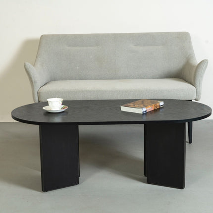 Salontafel Japandi ovaal zwart melamine 120cm Hano