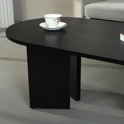 Salontafel Japandi ovaal zwart melamine 120cm Hano