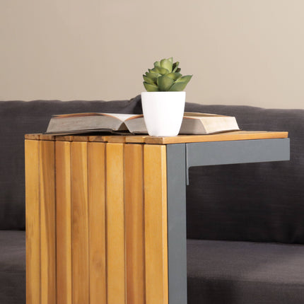 Salontafel aluminium en acaciahout Darcio bijzettafel
