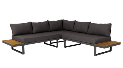 Loungebank tuin set Darcio antraciet aluminium 240cm met tafels