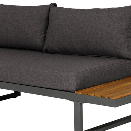 Loungeset 5-zits aluminium en acaciahout antraciet Darcio met tuintafel