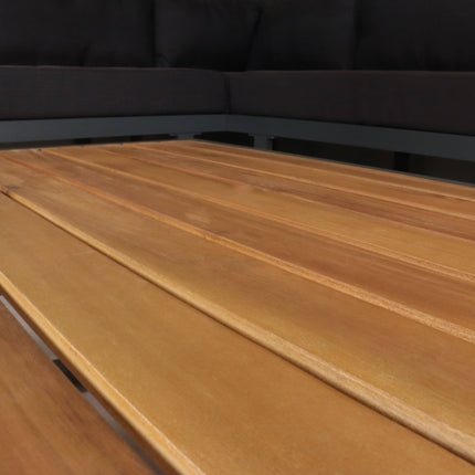 Loungeset 5-zits aluminium en acaciahout antraciet Darcio met tuintafel