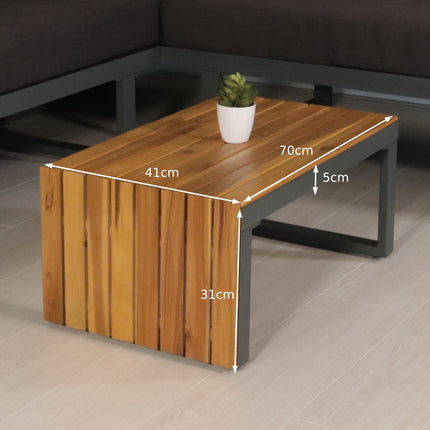 Salontafel aluminium en acaciahout Darcio bijzettafel