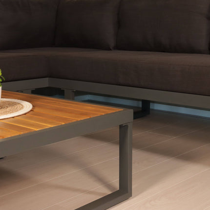 Loungeset 5-zits aluminium en acaciahout antraciet Darcio met tuintafel