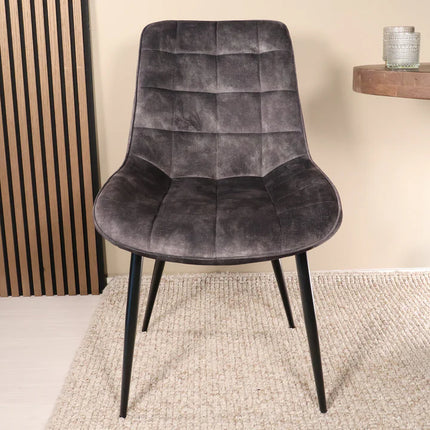 SET DEAL: 6 Eetkamerstoelen antraciet velvet de Vince