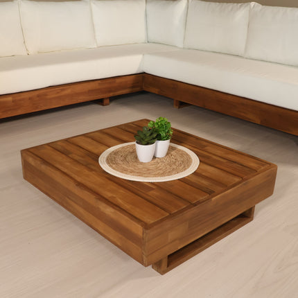 Loungetafel tuin met kussen wit acaciahout Dirk