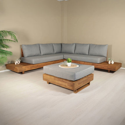Loungeset lichtgrijs Donna met loungetafel met kussen