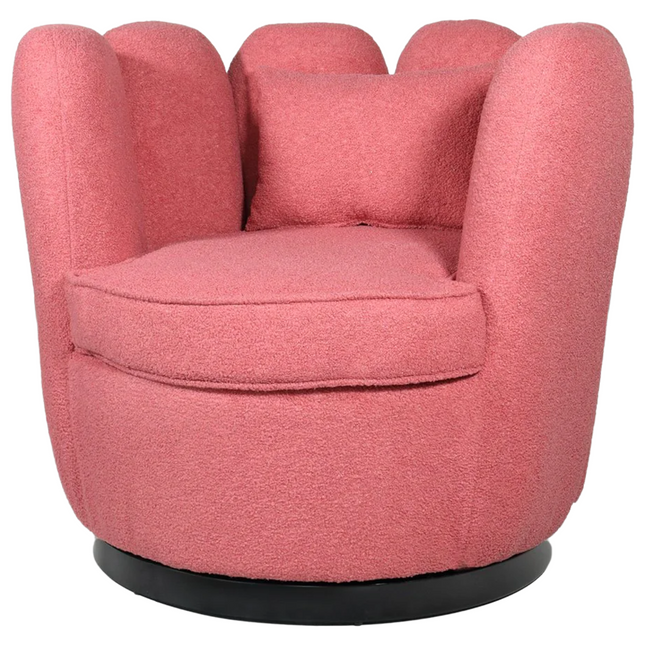 Draaibare fauteuil Daphne oud roze teddy