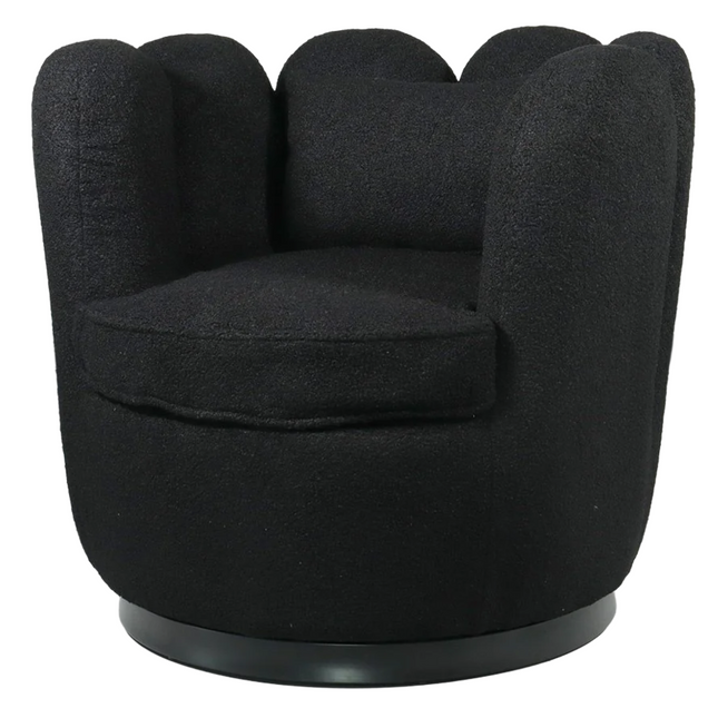Draaibare fauteuil Daphne zwart teddy