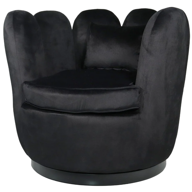 Draaibare fauteuil Daphne zwart velvet