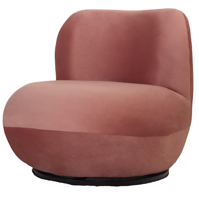 Draai fauteuil Lara oud roze velvet