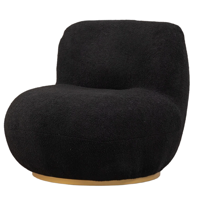 Draai fauteuil Lara zwart teddy