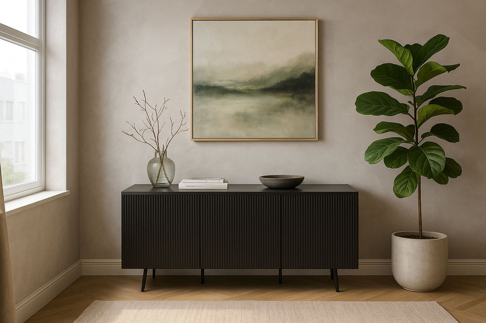 Dressoir melamine zwart 160cm Oscar
