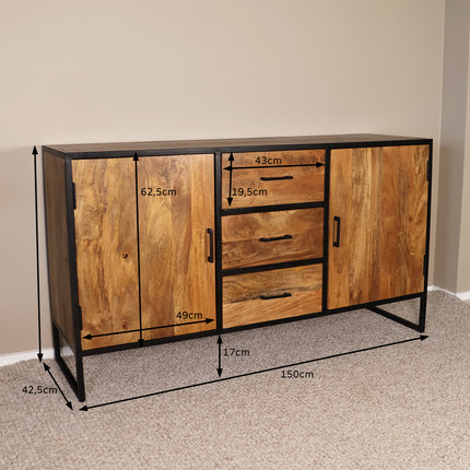 Dressoir mangohout 150cm bruin Daan