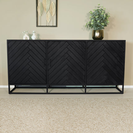 Dressoir visgraat mangohout 180cm zwart Lita