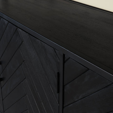 Dressoir visgraat mangohout 180cm zwart Lita