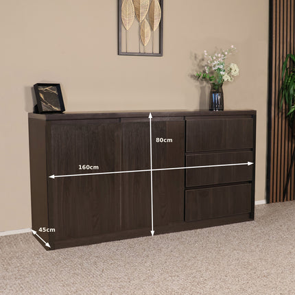 Dressoir melamine donker walnoot 160cm Cassie