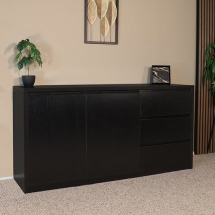 Dressoir melamine zwart 160cm Cassie