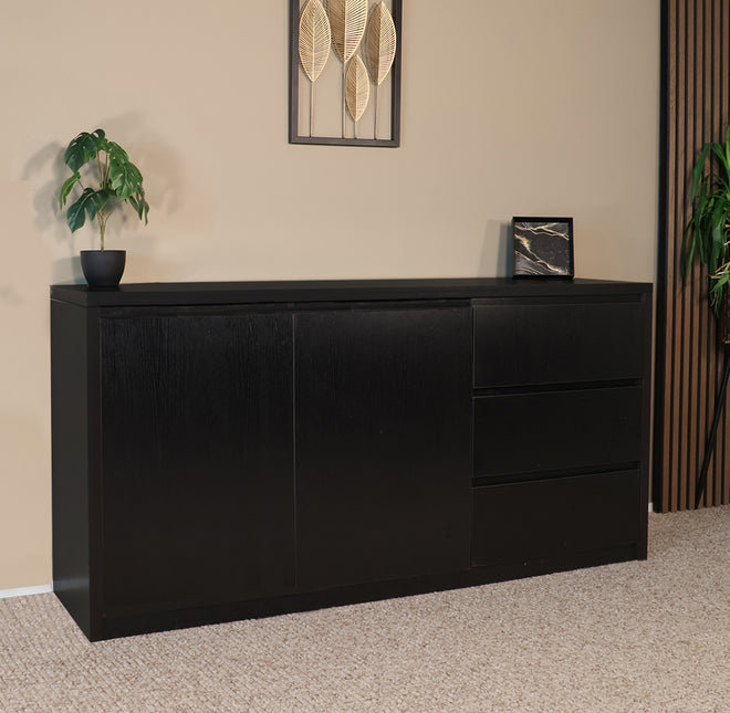 Dressoir melamine zwart 160cm Cassie