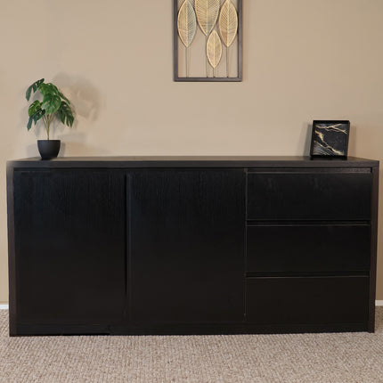 Dressoir melamine zwart 160cm Cassie