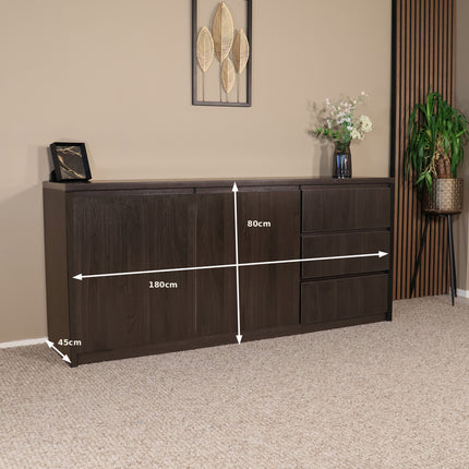 Dressoir melamine donker walnoot 180cm Cassie