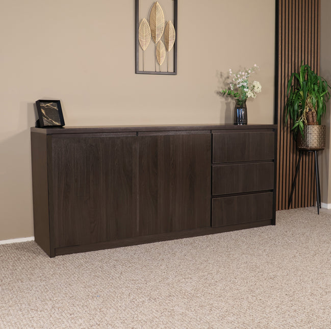 Dressoir melamine donker walnoot 180cm Cassie