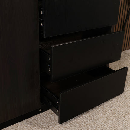 Dressoir melamine zwart 180cm Cassie