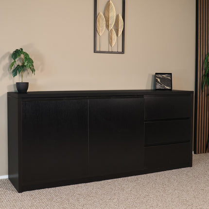 Dressoir melamine zwart 180cm Cassie