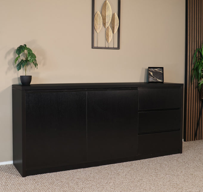 Dressoir melamine zwart 180cm Cassie