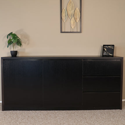 Dressoir melamine zwart 180cm Cassie